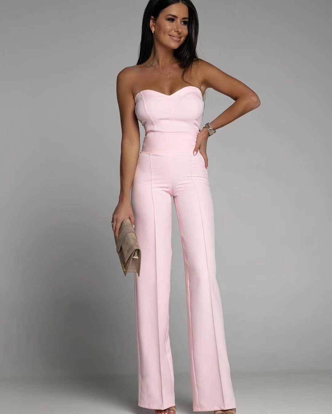 Summer Fashion Tube Top Long Jumpsuit Women Elegant Temperament Tube Top Wide-leg Jumpsuit Women2