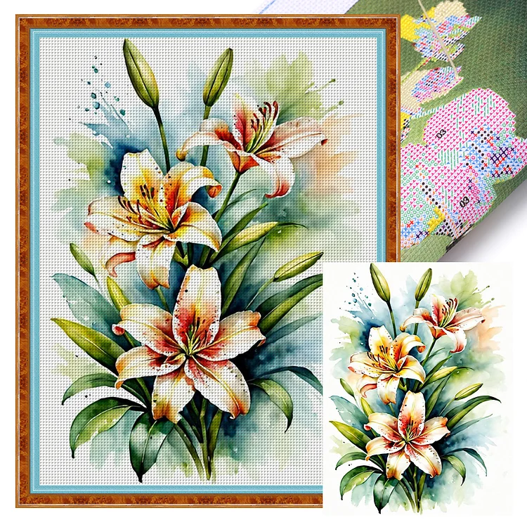 Lilies (30*40cm) 11CT Stamped Cross Stitch gbfke