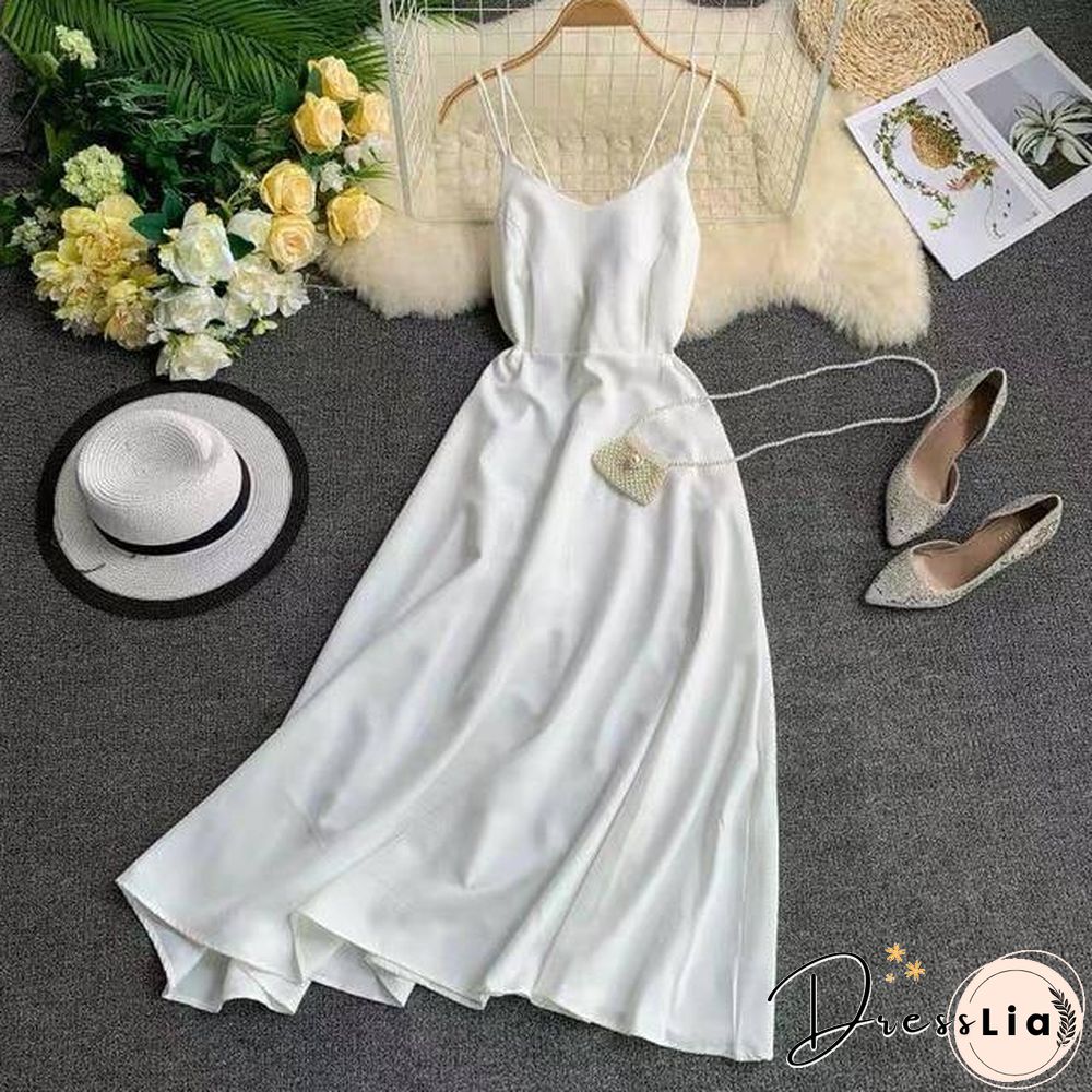 Marwin New-Coming Spring Summer Holiday Long Dress Cross Spaghetti Strap Open Back Beach Style Ankle-Length Women Dresses