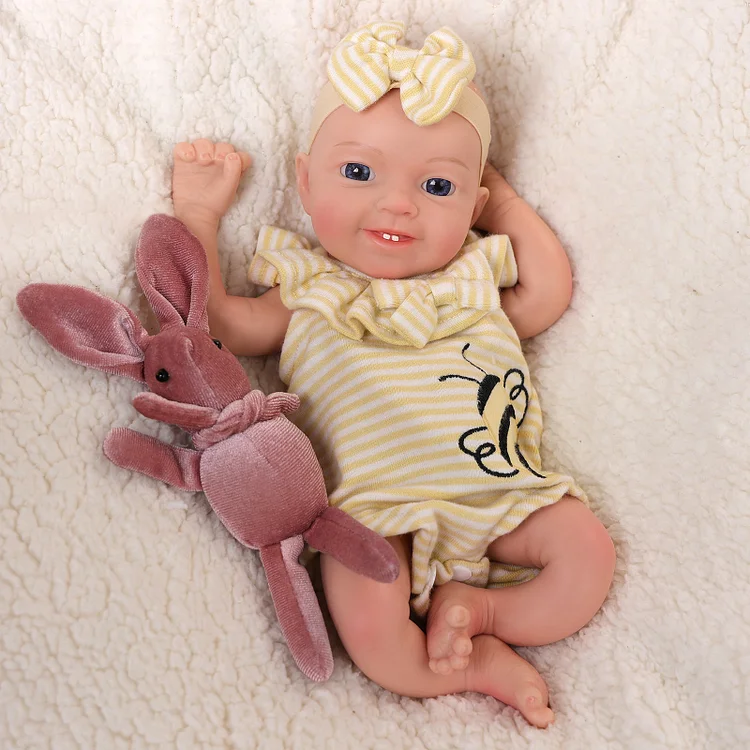 Babeside Leen 12'' Full Silicone Reborn Baby Doll  Adorable Girl Playful Bee