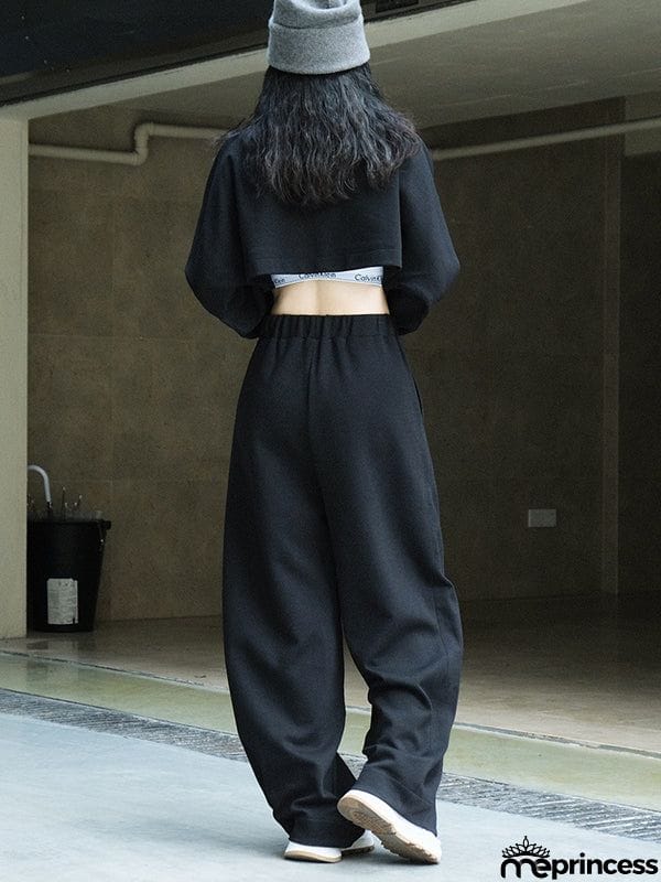Casual Wide Leg Loose Solid Color Pants