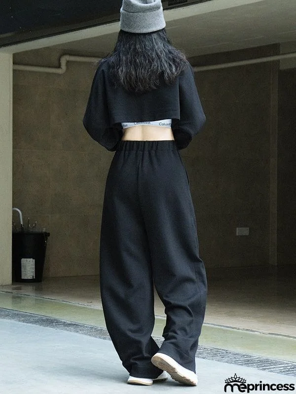 Casual Wide Leg Loose Solid Color Pants