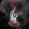 Gothic Floral Flower Model Set Eye-Catching Table Centerpiece Horror Skeleton Bouquet Building Set for Adults Kids Holiday Birthday Gift (Skull Hand Rose)