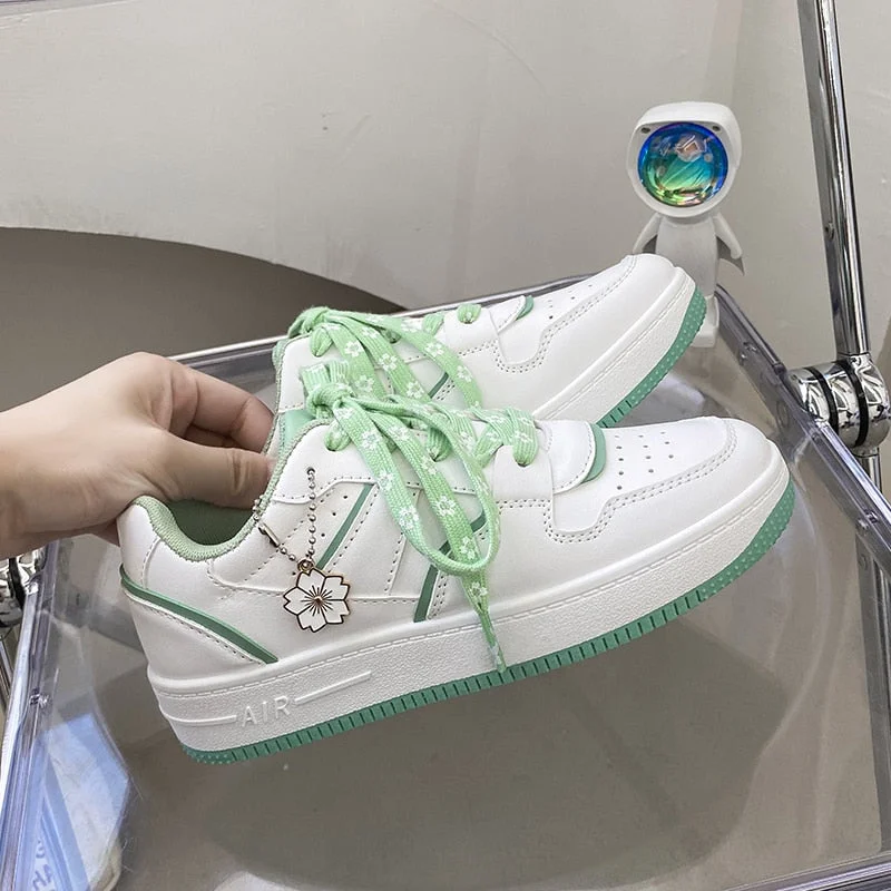 Lourdasprec White Platform Sneakers Women Kawaii Shoes Cute Shoes Korean Fashion Sport Shoes Fairy Sweet Women Shoes Girls Tenis De Mujer