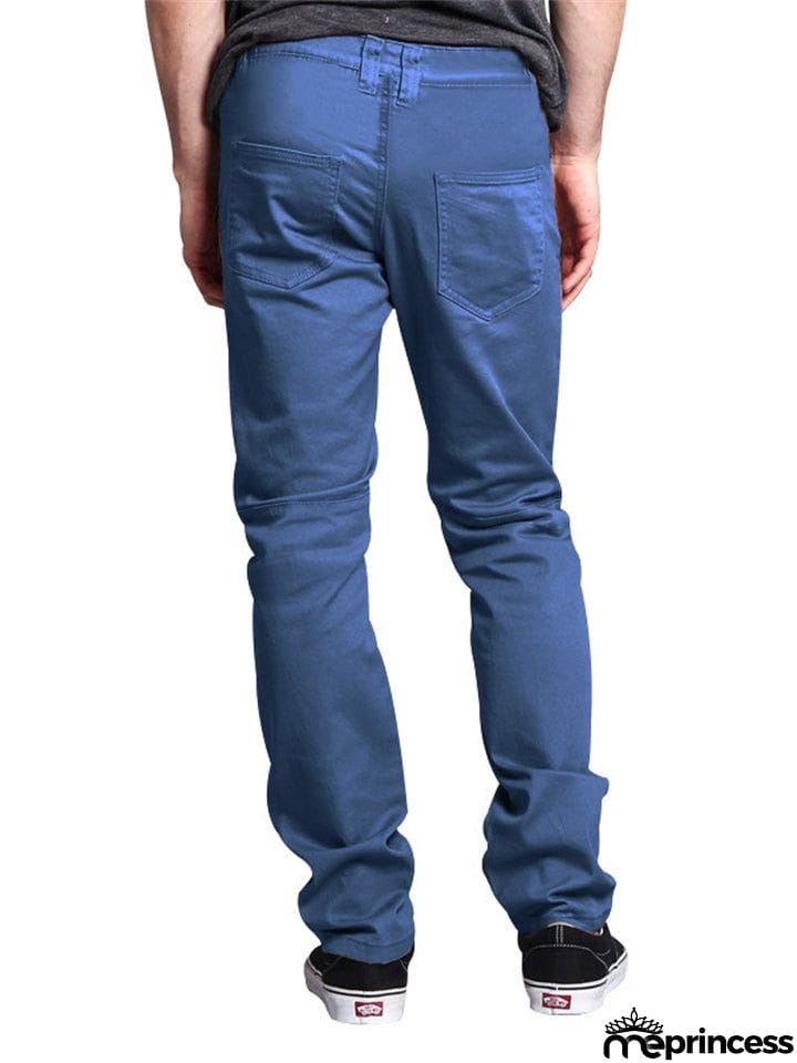 Men's Personality Leather Splicing Straight Leg Pants