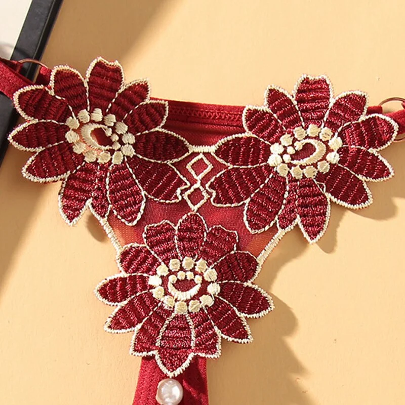 billionm Hot Embroidery Flower Shape Women Underwear GString Panties