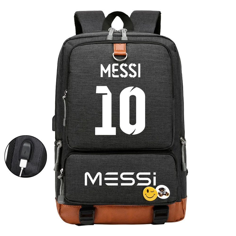Buzzdaisy Score Big with Lionel Messi: Multi-Pocket Backpack with USB Charging and 15-Inch Laptop Capacity