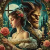 Beauty And Beast-18CT Stamped Cross Stitch 50*50cm/19.69*19.69in tapestrymarket