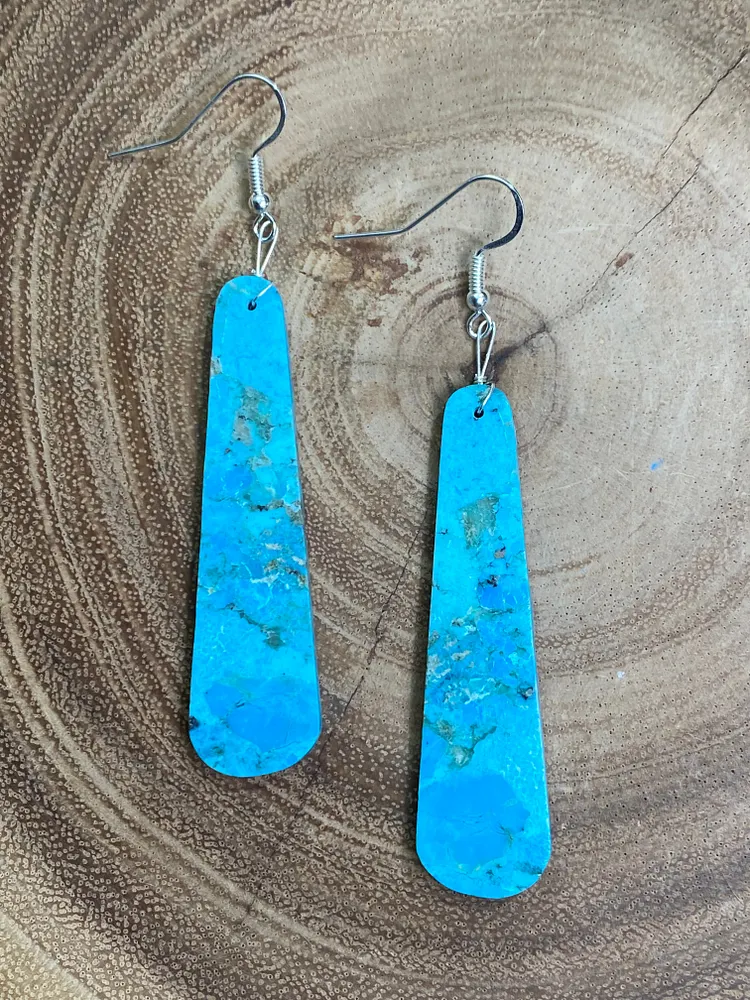 Nina Turquoise Teardrop 2.5" Slab Earrings