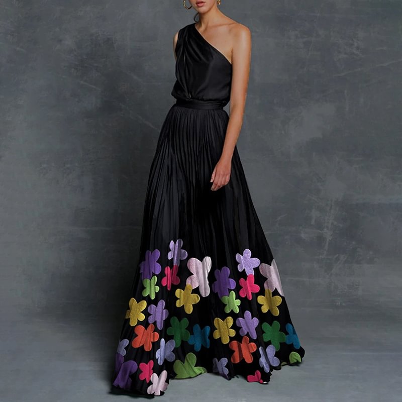 Fashion Asymmetric Printed Dress MusePointer