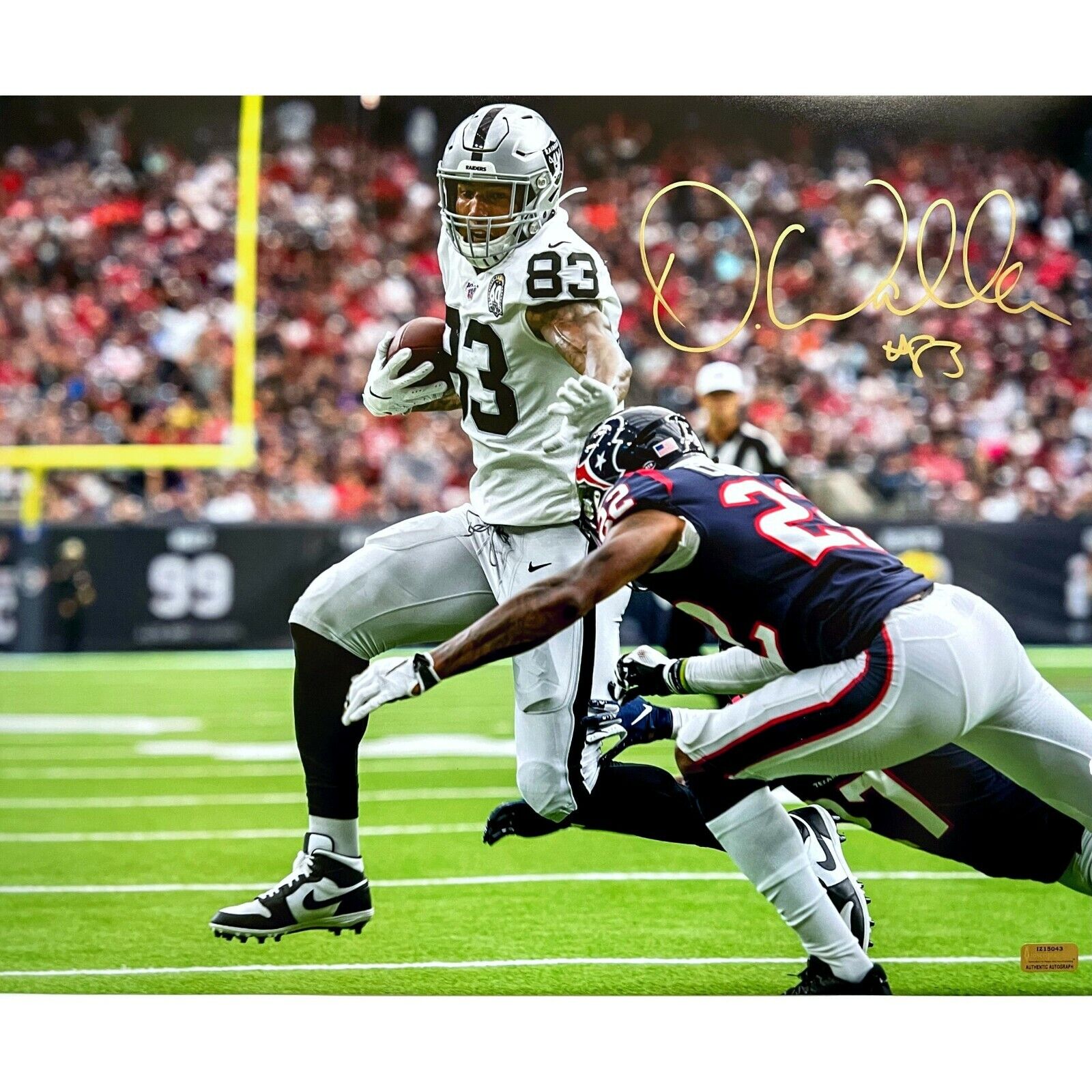 Darren Waller Autographed LV Raiders 16x20 Photo Poster painting Inscriptagraphs COA Signed Wht