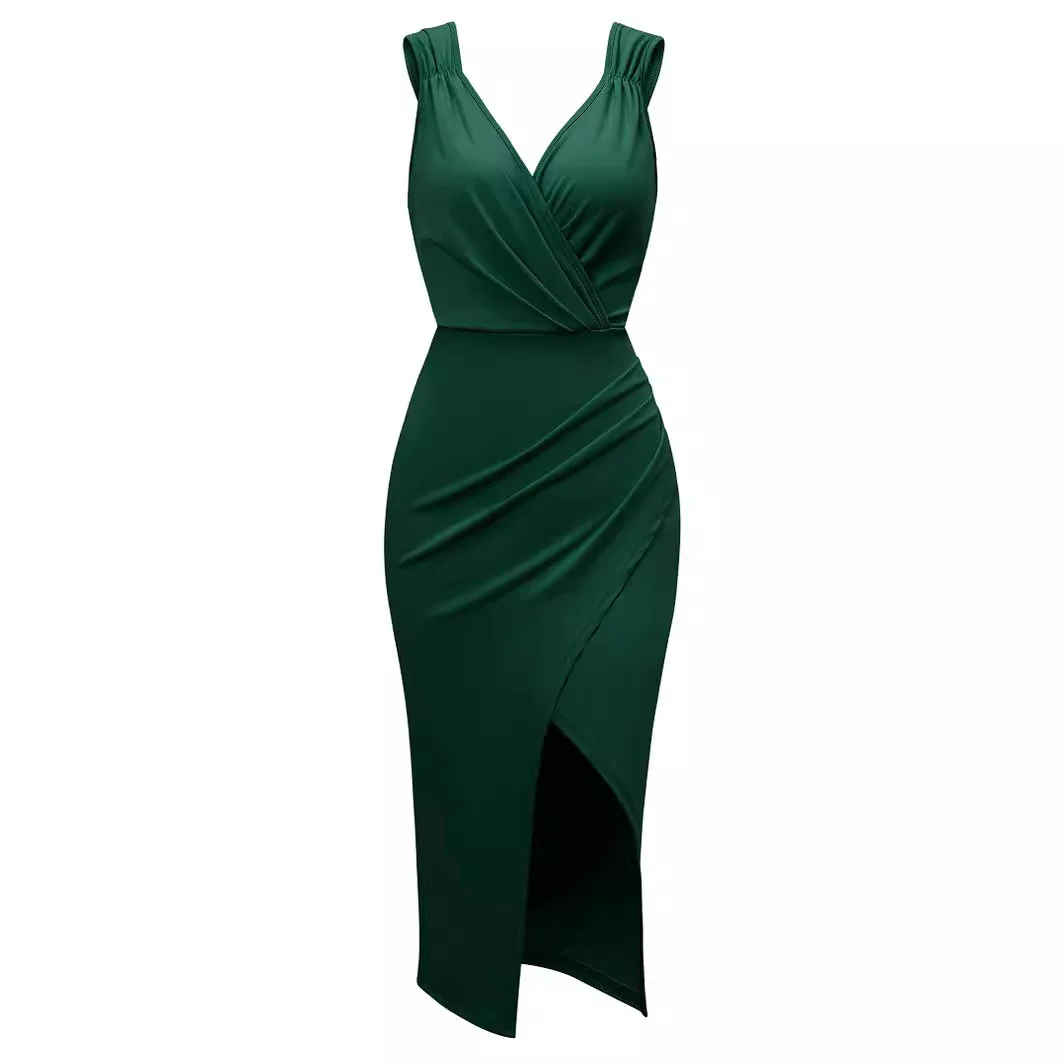 Uveng Uveng Summer New Women's Wear Casual Waist V Collar Clear Fresh Air Sleeveless Dress Female