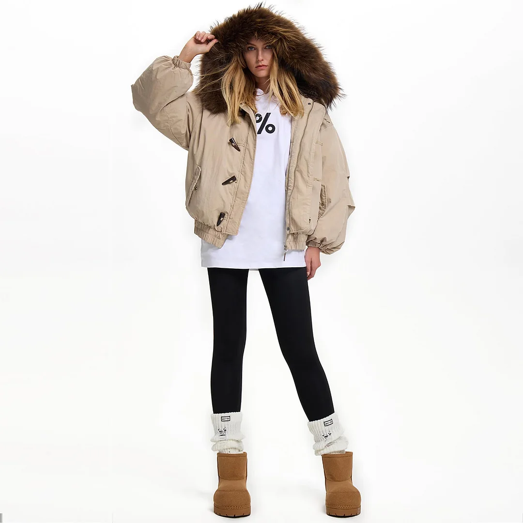 Faux Suede Platform Fuzzy Snow Boots Round Toe Hippy Winter Boots Slip On Knee High Chunky Heel Fur Boots-MERUMOTE