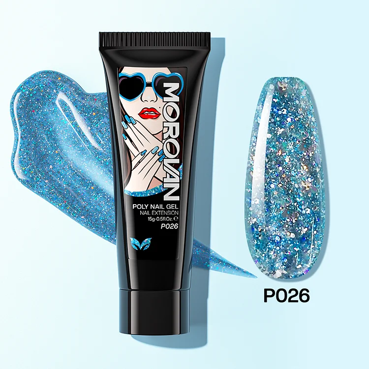 Blue Sapphire Glitter Poly Nail Gel
