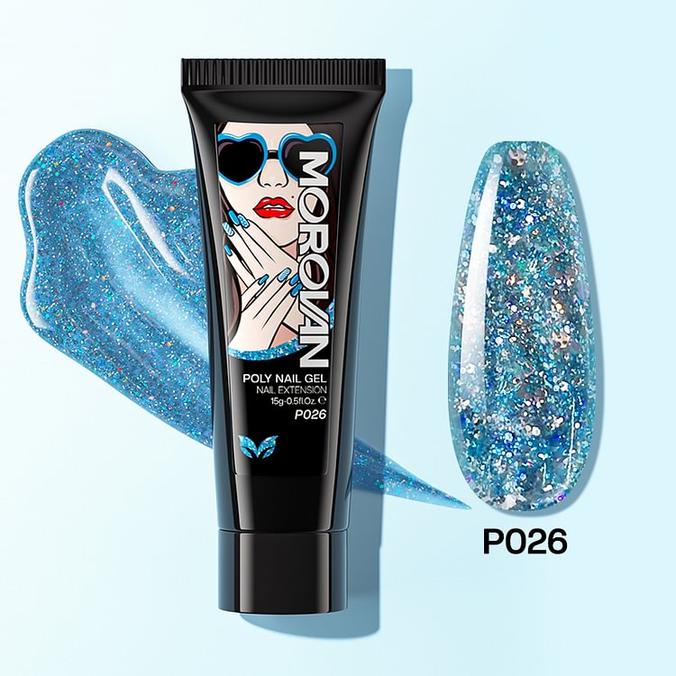 Blue Sapphire Glitter Poly Nail Gel