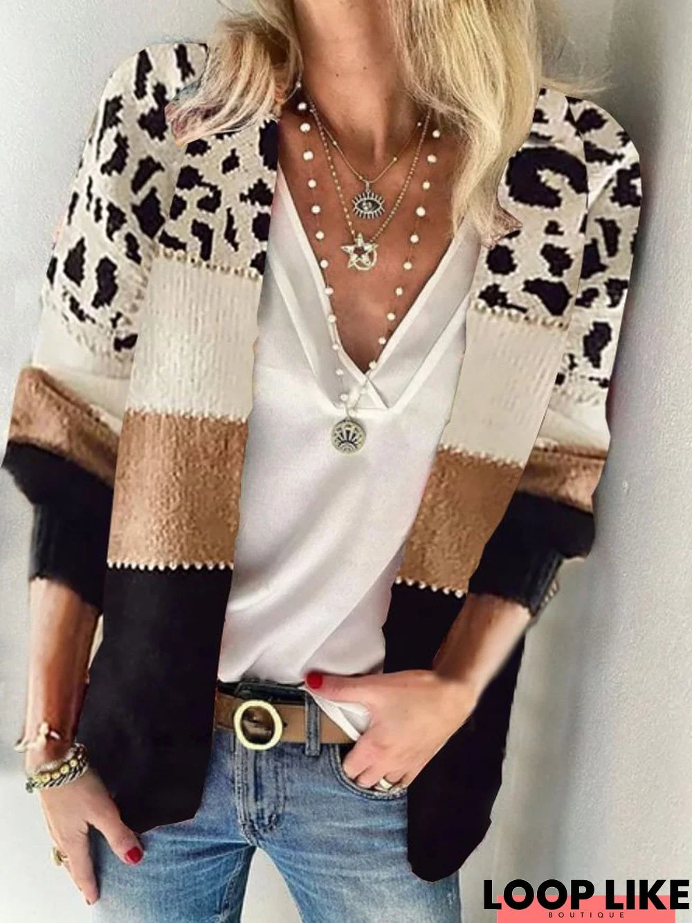 Leopard V Neck Sweater