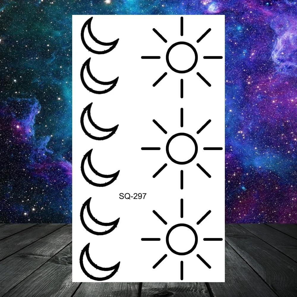 Black Whale Universe Planet Temporary Tattoos For Women Adult Men Constellation Outer Space Moon Fake Tattoo Small Tatoo Paper