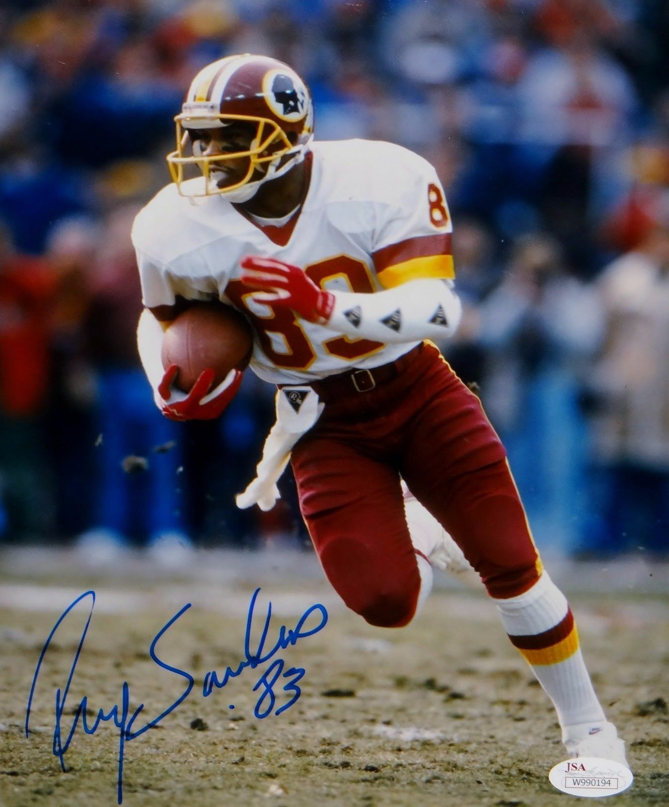 Ricky Sanders Autographed Redskins 8x10 On Field Photo Poster painting- JSA Witnessed Auth