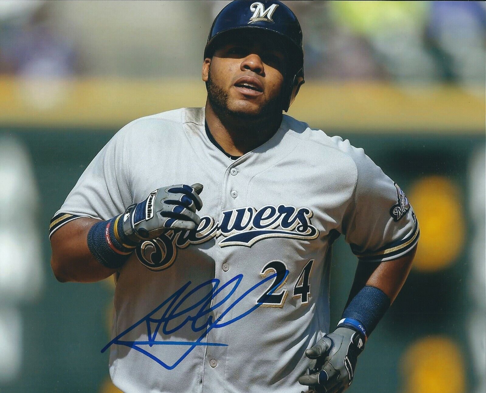 Autographed JESUS AGUILAR Milwaukee Brewers 8x10 Photo Poster painting - COA