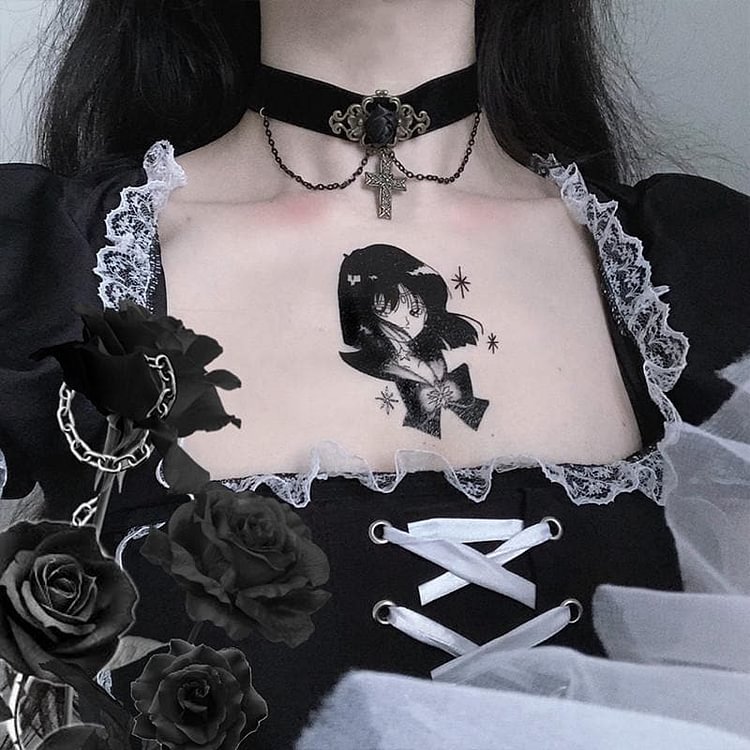 Dark Gothic  Rose cross necklace SE0718