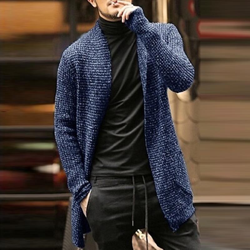 Men's Casual Loose Mixed Color Knit Long Sleeve Cardigan