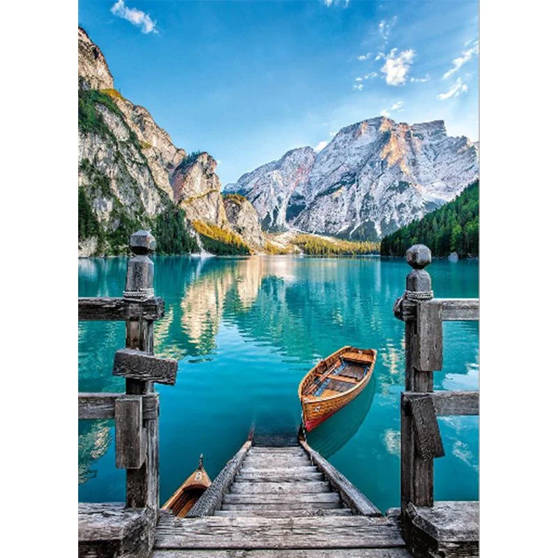 DIY Paint by Numbers Canvas Painting Kit - Fishing Boat in Lake、bestdiys、sdecorshop