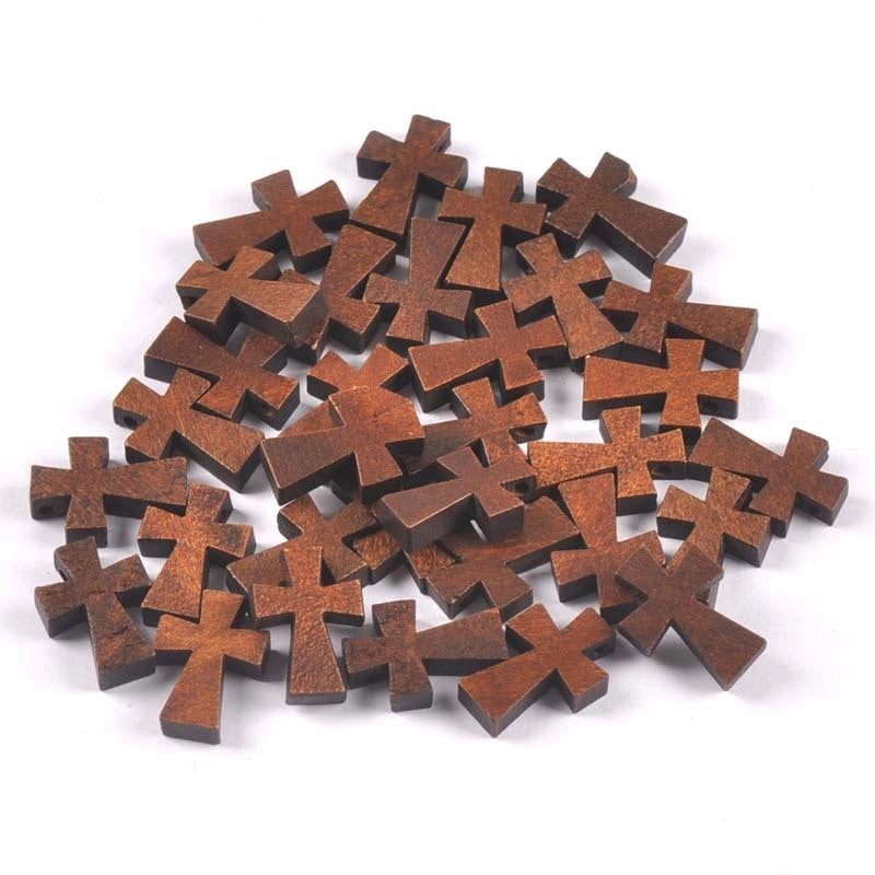 5 Pieces Wooden Perforated Cross Beaded Bracelet Necklace Accessories 50/Pack For Designed