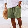 Men's Casual Cotton Linen Breathable Beach Shorts by Inlyline