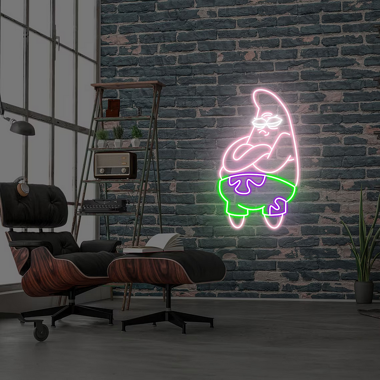 Patrick Star Neon Sign Led Anime Neon Sign Custom Neon Sign Wall Art Atmosphere Light Party Sign Single Girl Party Gifts for Teens