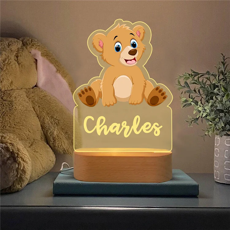 Personalisiertes Name Kartoon Bär Nachtlicht für Kind