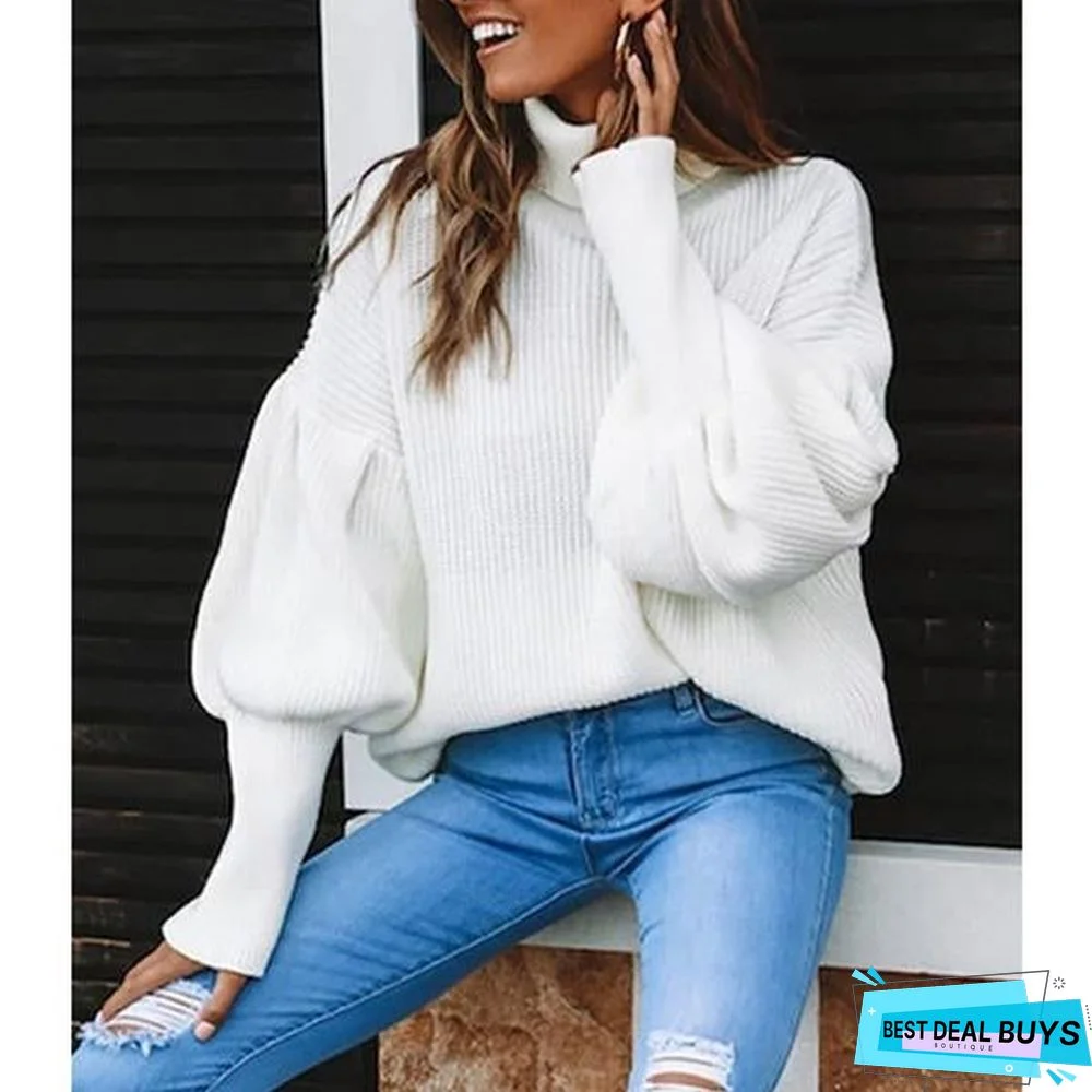 Casual Turtleneck Shift Statement Sweaters