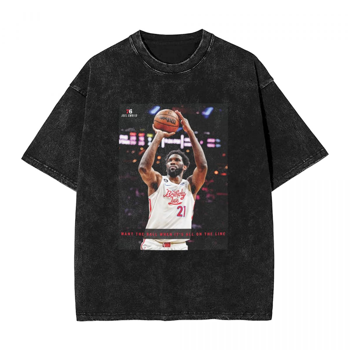 Philadelphia 76ers Joel Embiid 2022 Shooting Motivational Vintage Oversized T-Shirt Men's