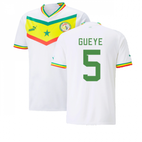 Senegal Idrissa Gueye 5 Home Shirt Kit World Cup 2022