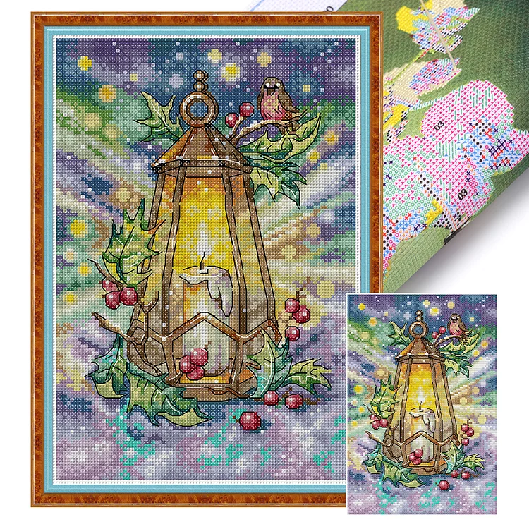 Joy Sunday Four Seasons Lantern - Printed Cross Stitch 16CT 18*26CM