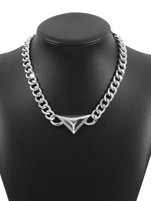 Solid Color Geometric Chains Necklaces Accessories SILVER-One_size