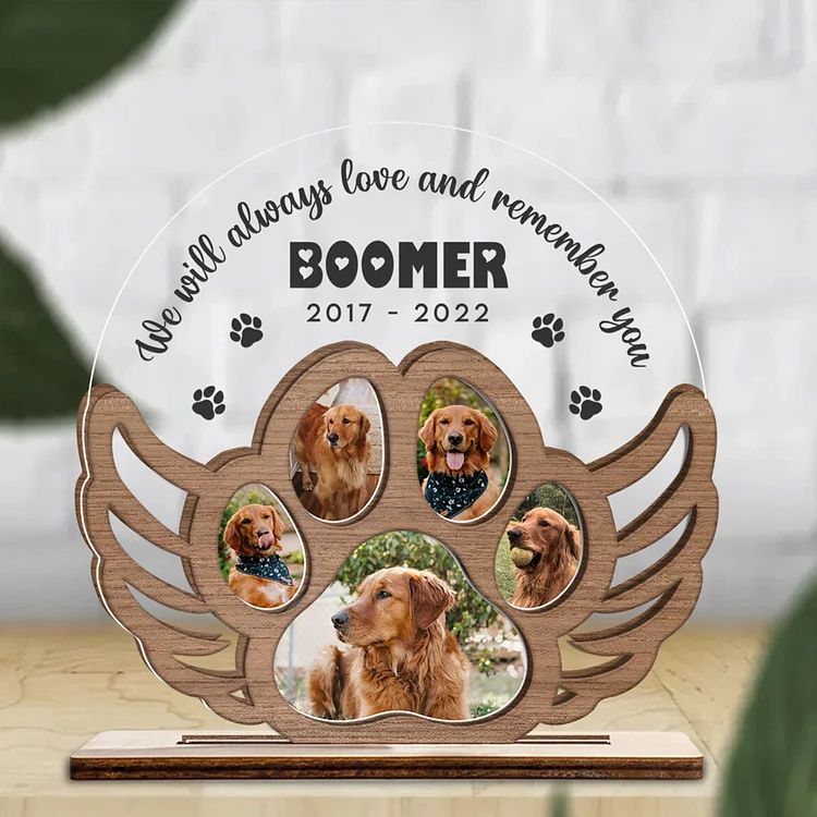 Personalized Angel Wing Pet Paw Photo Plaque Memories Gift