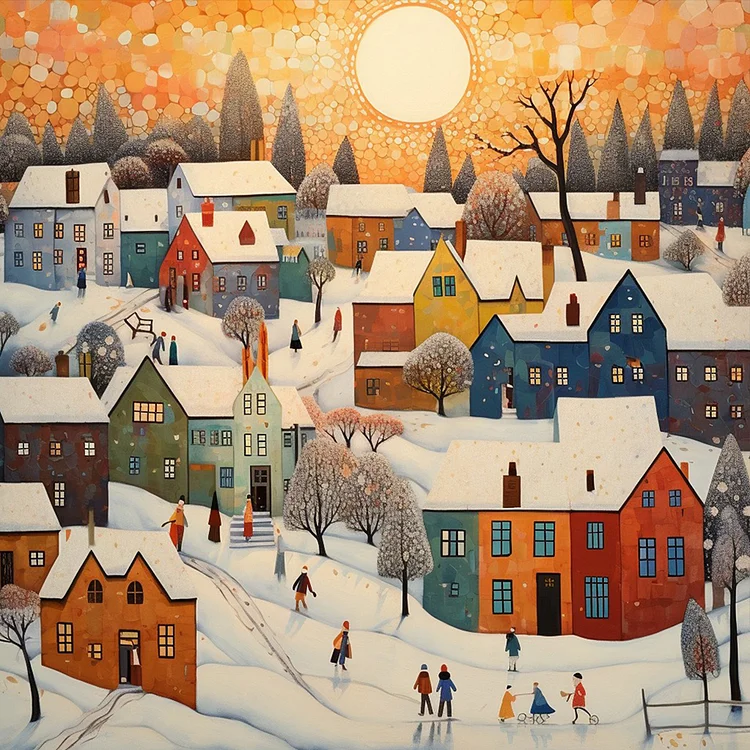 Twilight House Town 40*40CM (Canvas) Full Round Drill Diamond Painting gbfke