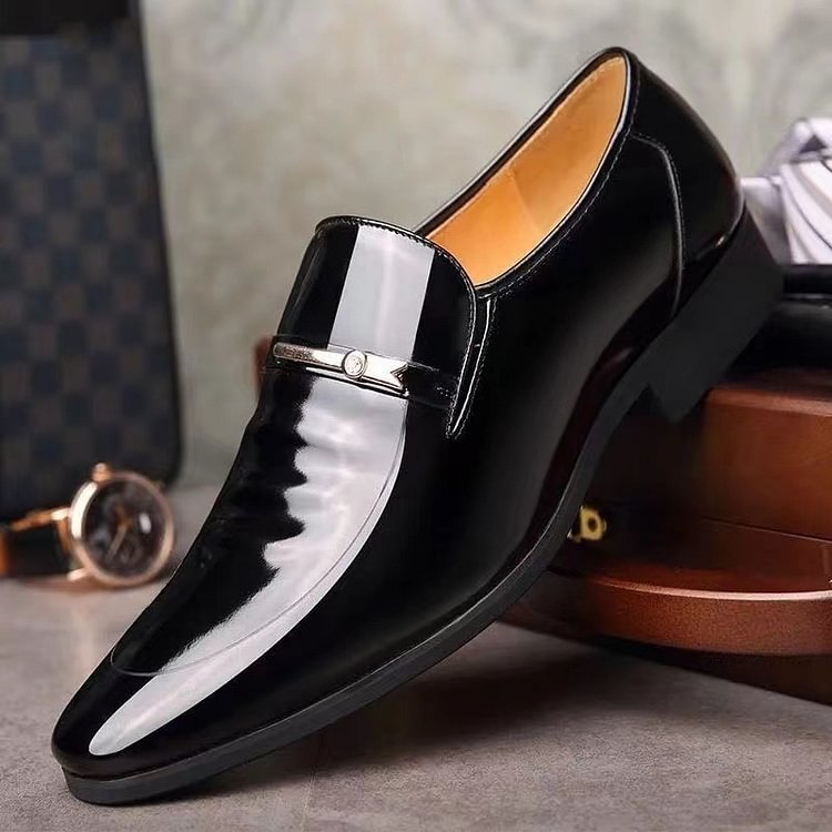Men Microfiber Leather Hole Breathable Casual Formal Dress Shoes