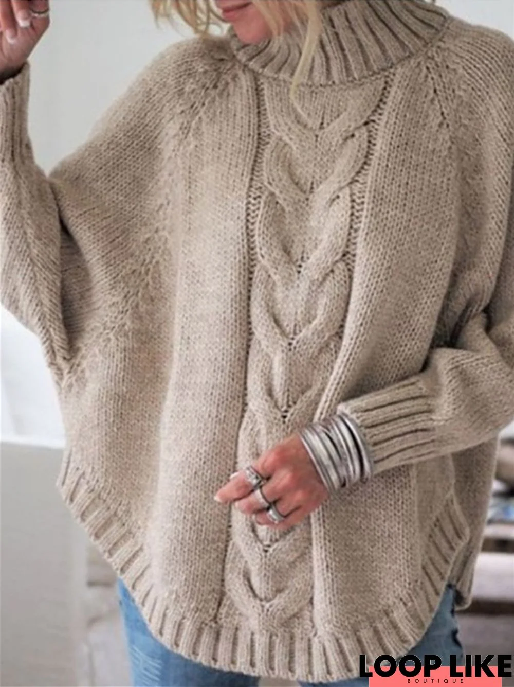 Casual Loose Half High Neck Solid Color Sweater