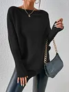 Plain Black Boat Neck Long Sleeve Sweater