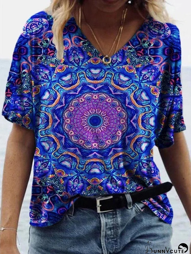 Loose Graphic Painting Print T-shirt for Women