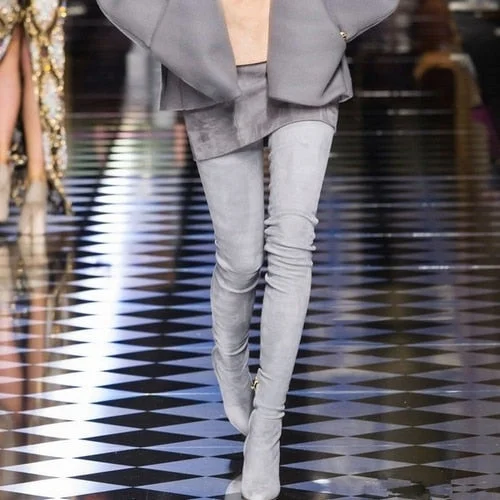 2021 Brand Autumn Winter Women Boots Long Stretch Slim Thigh High Boots Fashion Over the Knee Boots High Heels Shoes Woman