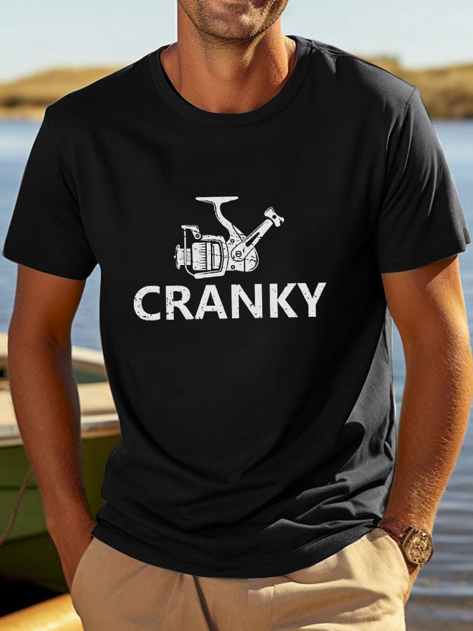 Men's funny fishing Cranky T-shirt