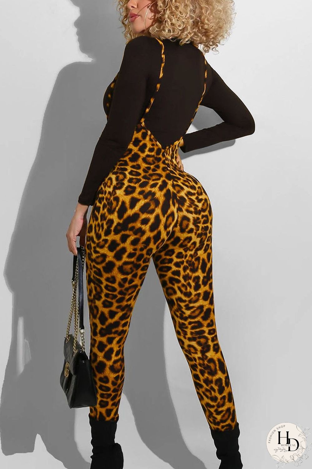 White Daily Leopard O Neck Long Sleeve Two Pieces