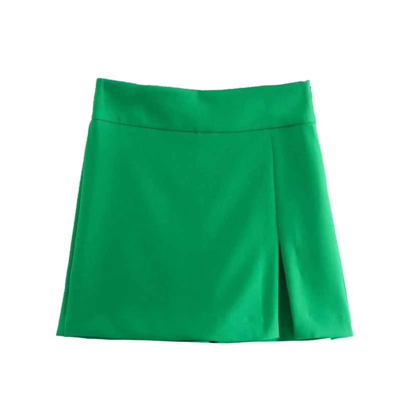 TRAF 2022 White Shorts Women High Waist Split Skirt Shorts Woman Fashion Summer Green Shorts Y2k Casual Short Pants Ladies