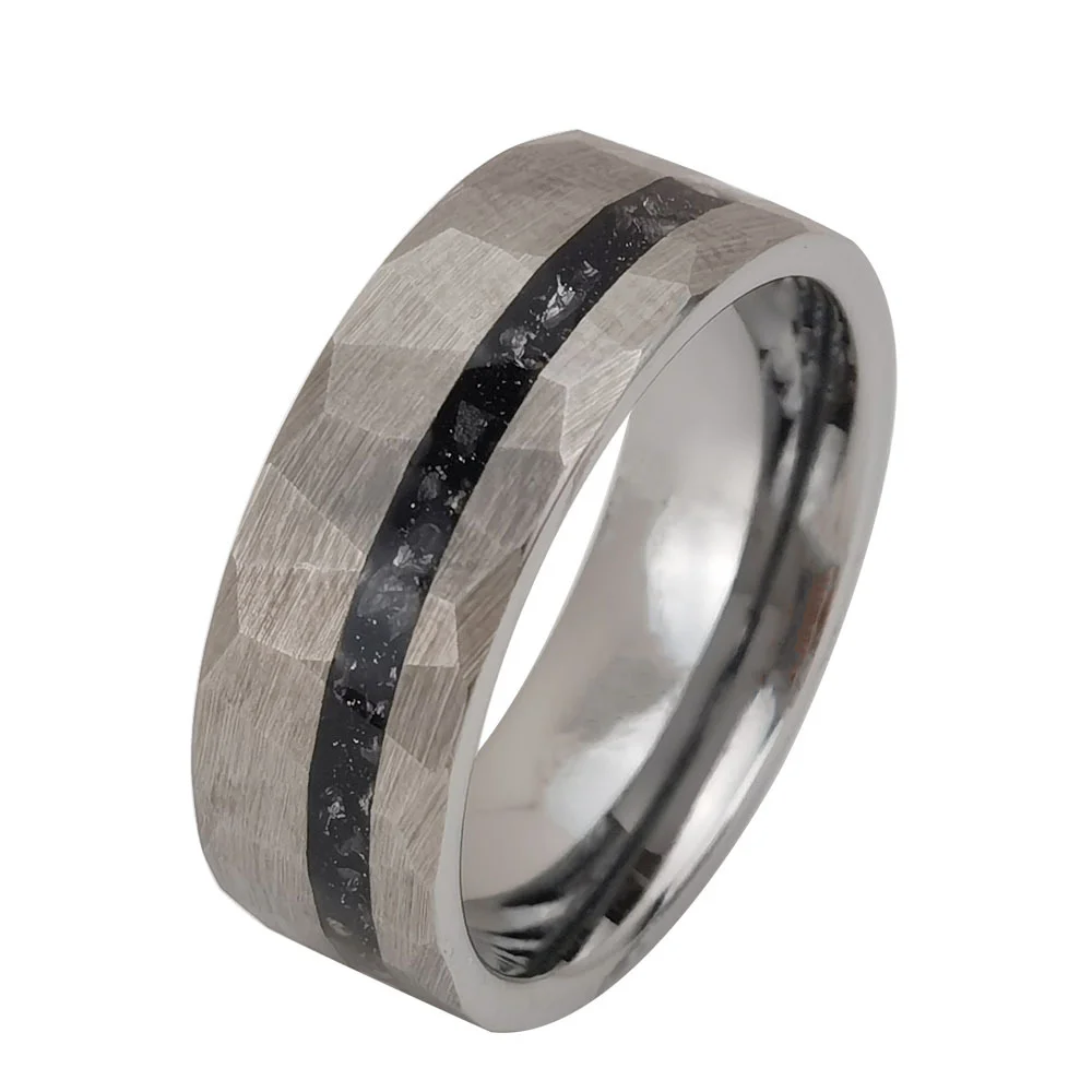8MM Tungsten Matching Mens Women Flat Inlay Tungsten High Polished Faceted Couple Wedding Rings Comfort Fit
