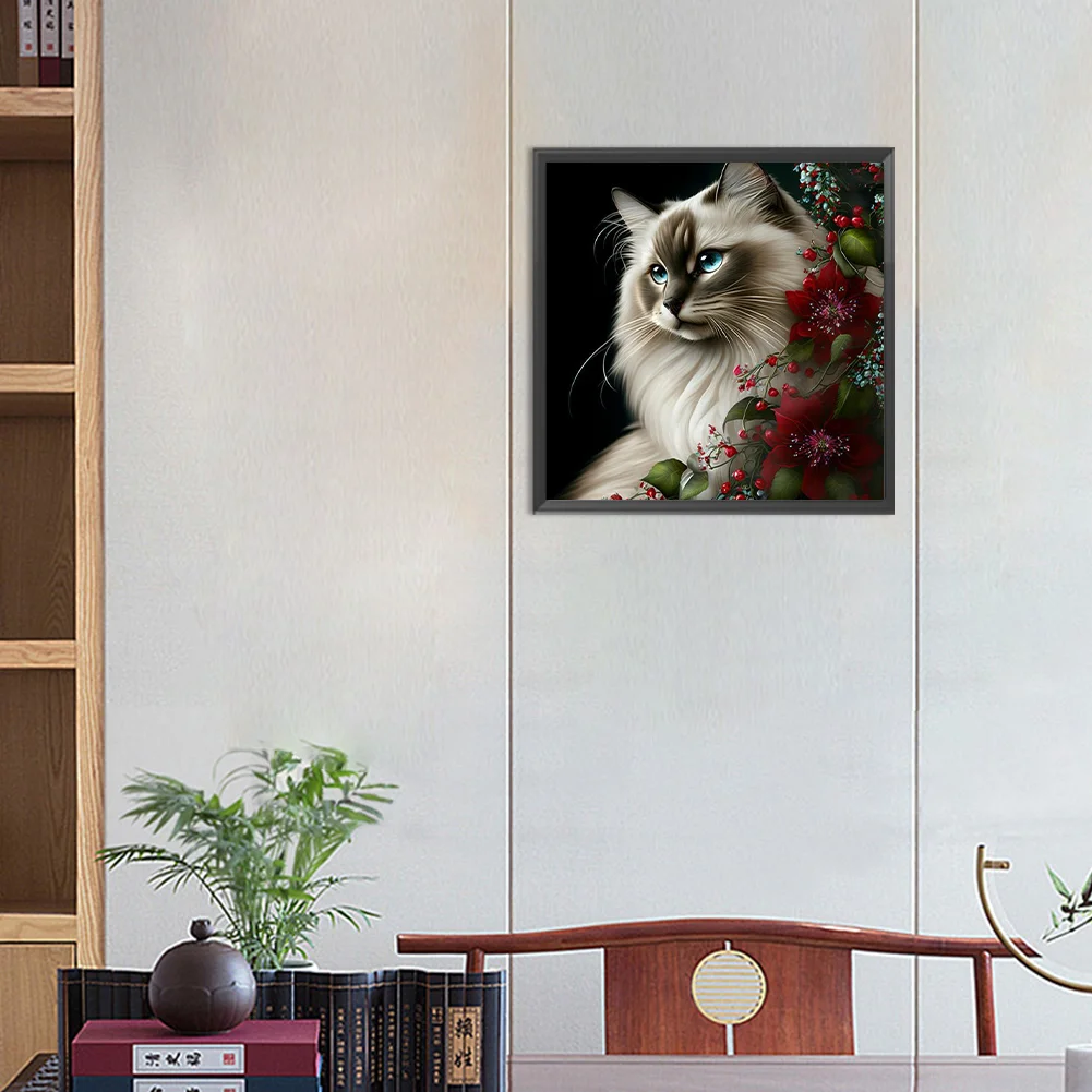 Diamond Painting - Full Round Drill - Flower Cat(Canvas|30*30cm)