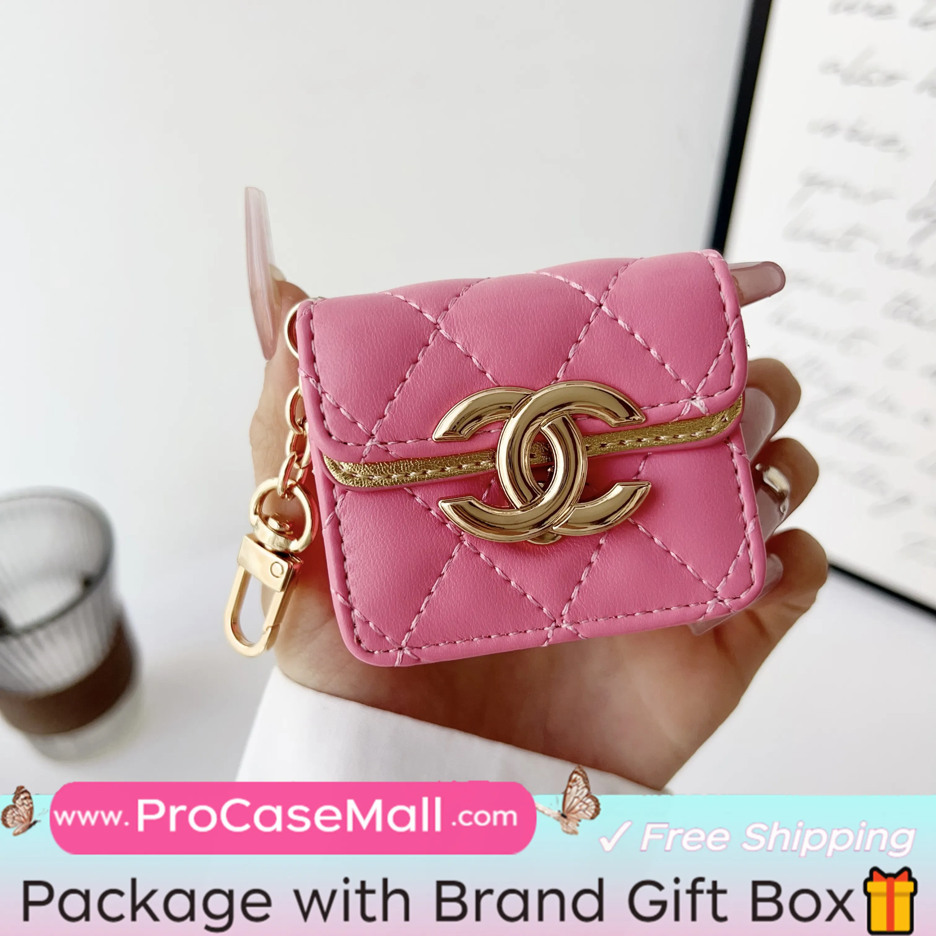 CHANEL MINI CROSSBODY BAG UNIVERSAL STYLE WIRELESS HEADPHONE LEATHER CASE