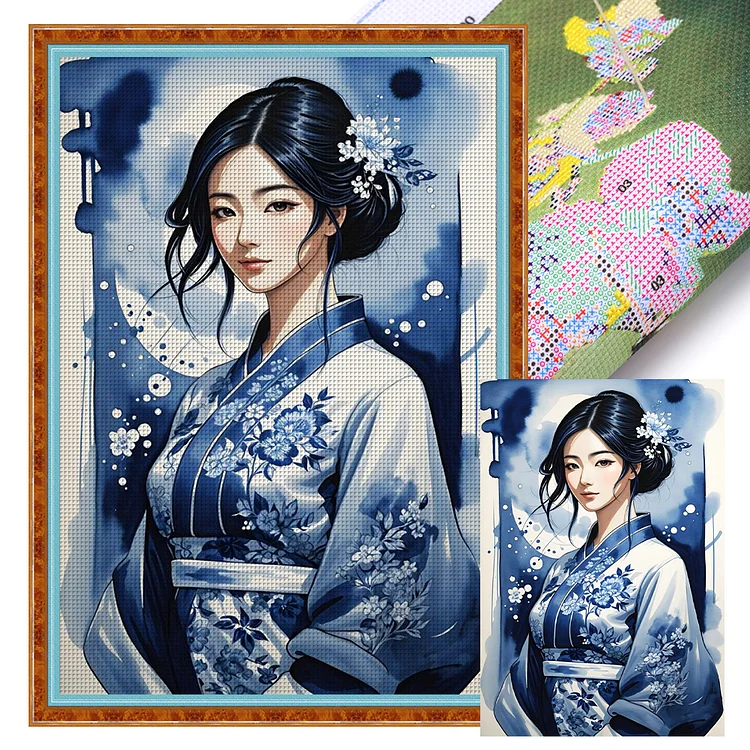『YiShu』Girl - 11CT Stamped Eco-Friendly Cotton Thread Cross Stitch(40*60cm)