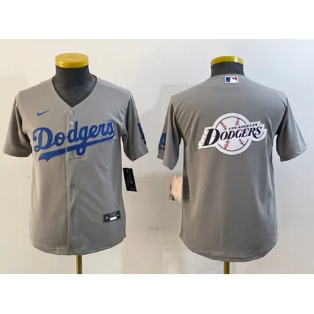 Women's Los Angeles Dodgers Grey Team Big Logo Stitched Jersey(Run Small) UHIV
